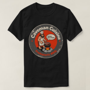 Camiseta Chef de barbacoa prehistórica cocinando cortes de