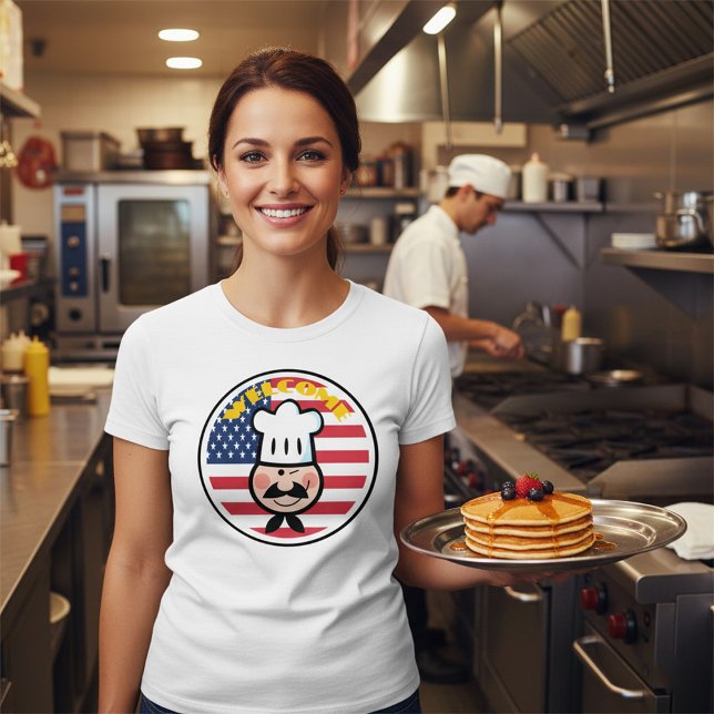 Camiseta Chef De Bienvenida Con Bandera Americana (Subido por el creador)