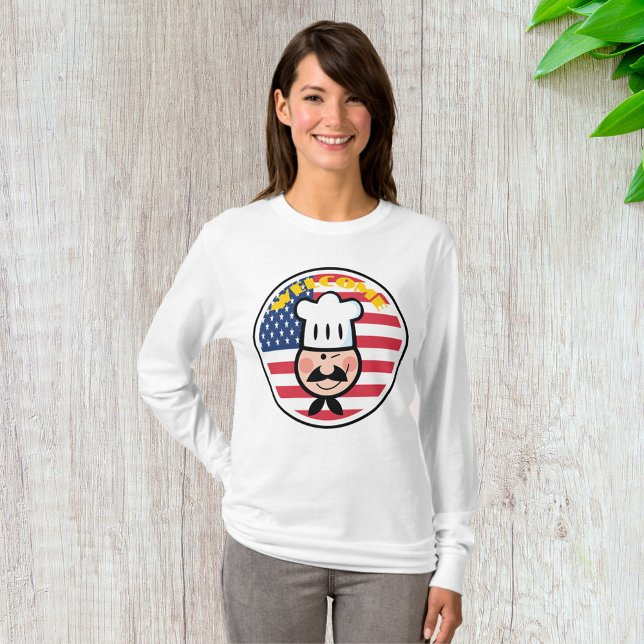Camiseta Chef De Bienvenida Con Bandera Americana (Subido por el creador)