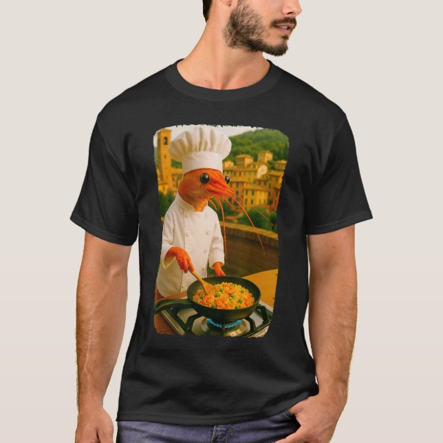 Camiseta Chef de camarones divertido cocina arroz frito con (Anverso)