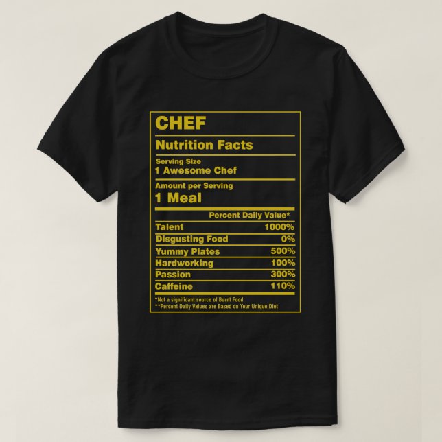 Camiseta Chef de datos de nutrición (Diseño del anverso)