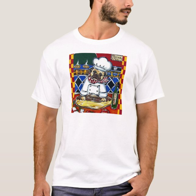 Camiseta Chef de pizza pug (Anverso)