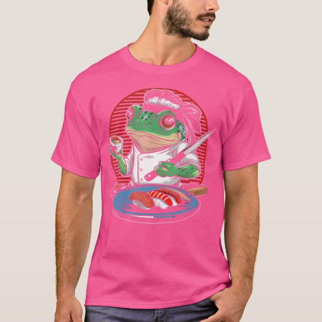 Camiseta Chef de rana Sushi Kawaii Samurai Anime Comida jap (Anverso)