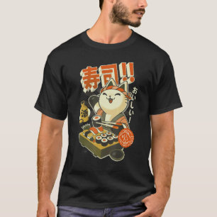 Camiseta Chef de Sushi Divertido Gato