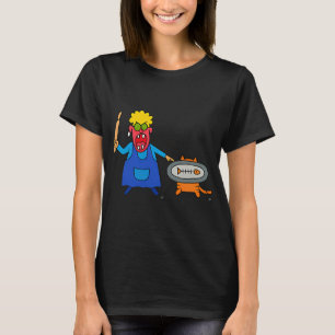 Camiseta Chef Enojado y Gato Travieso â€“ Ca Dibujada a Man