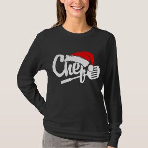 Camiseta Chef Fish Slice Santa Hat Funny Cocinando Navidade