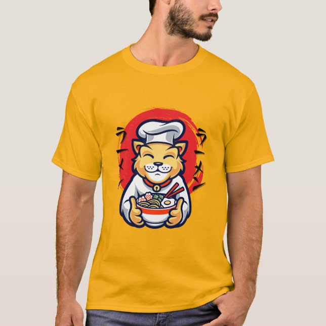 Camiseta Chef japonés del gato neko Cute Kawaii (Anverso)