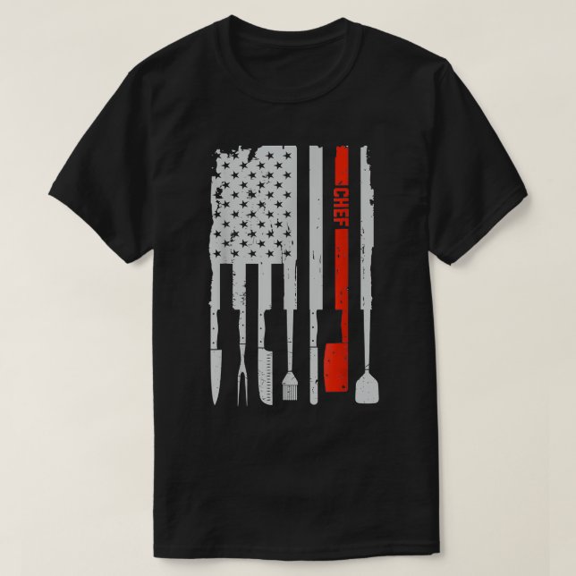 Camiseta Chef Knife Cocinero 4 de Julio Medio Americano (Diseño del anverso)