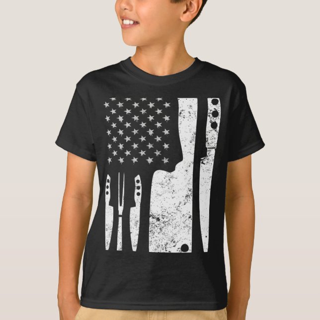 Camiseta Chef Knife Patriótico Pascua Bandera Estadounidens (Anverso)