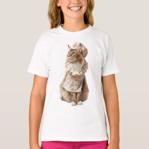 Camiseta Chef Maine Coon Gato Panadero Niños