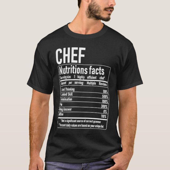 Camiseta Chef Nutrition Facts  Culinary Cooking Cooker Outf (Anverso)