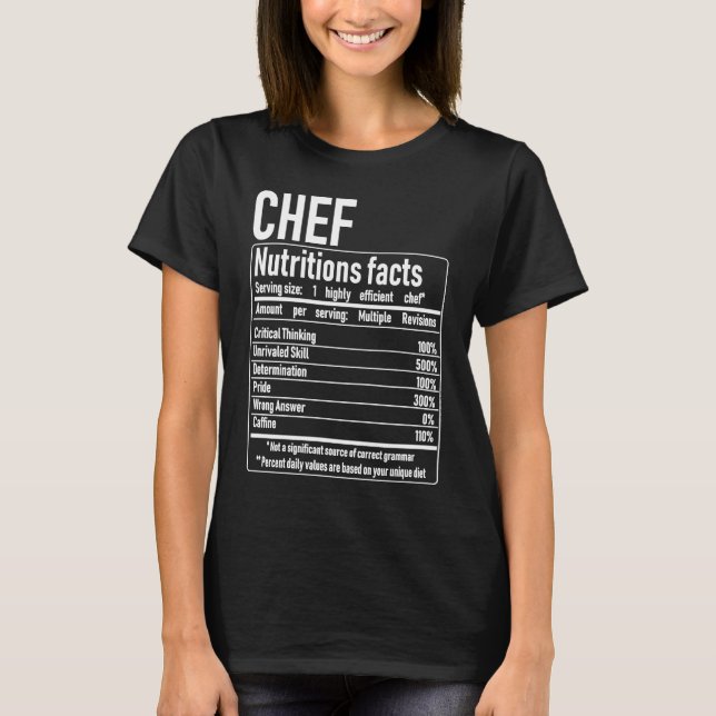 Camiseta Chef Nutrition Facts  Culinary Cooking Cooker Outf (Anverso)