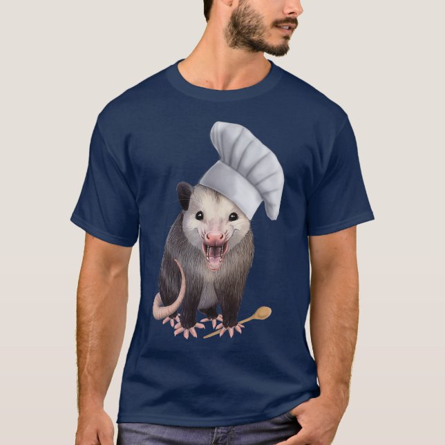 Camiseta Chef Opossum  cute possum in a chefs hat (Anverso)