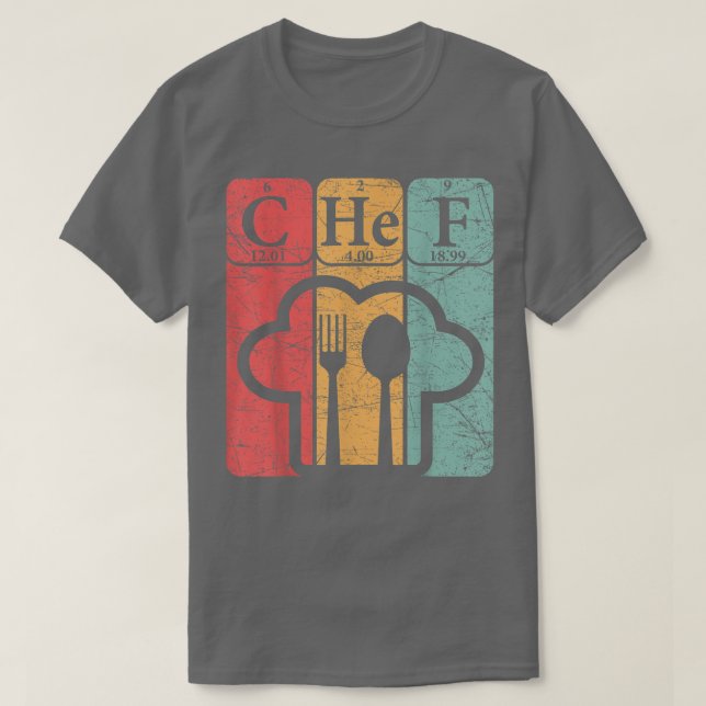 Camiseta Chef Periodic Table Elements Cooking Nerd Vintage  (Diseño del anverso)