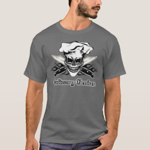 Camiseta Chef Skull 6 Genio culinario 3 llamas negras 