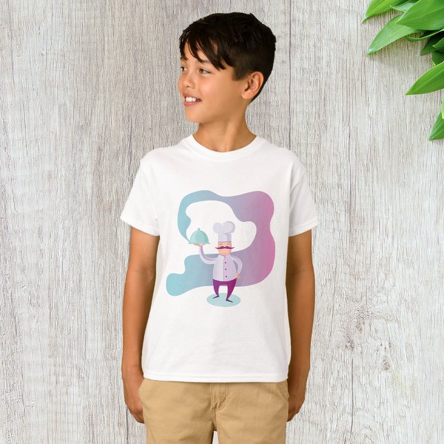 Camiseta Chef sonriente con bigote y bandeja de servicio (Subido por el creador)