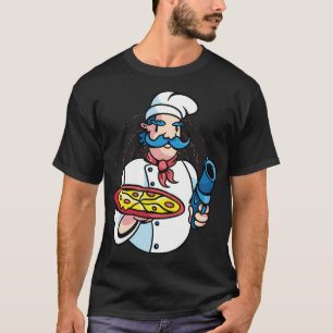 Camiseta chef with  and pizza in his donut party cooks 