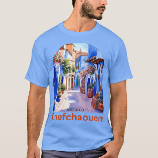 Camiseta Chefchaouen la ciudad azul de Marruecos diseño ret