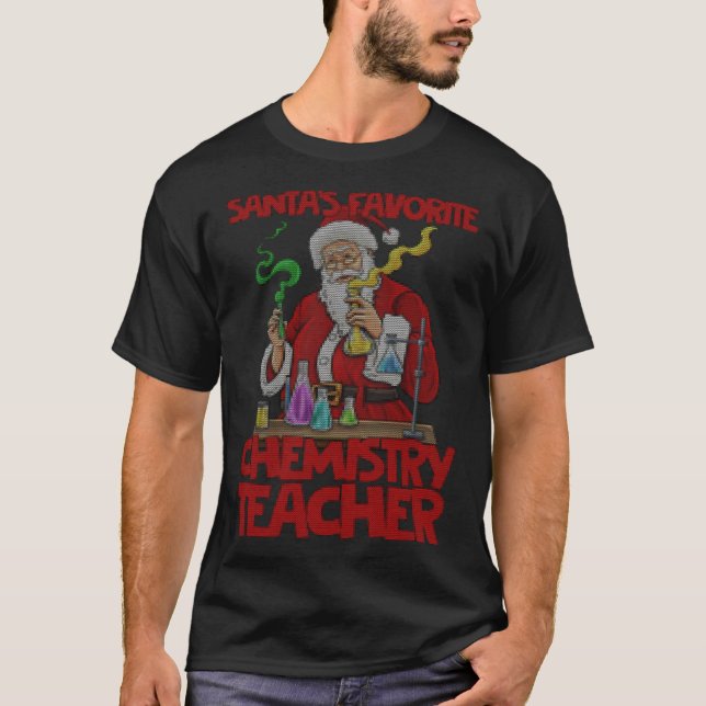 Camiseta Chemistry teacher Santa Claus Lab Work Ugly Christ (Anverso)
