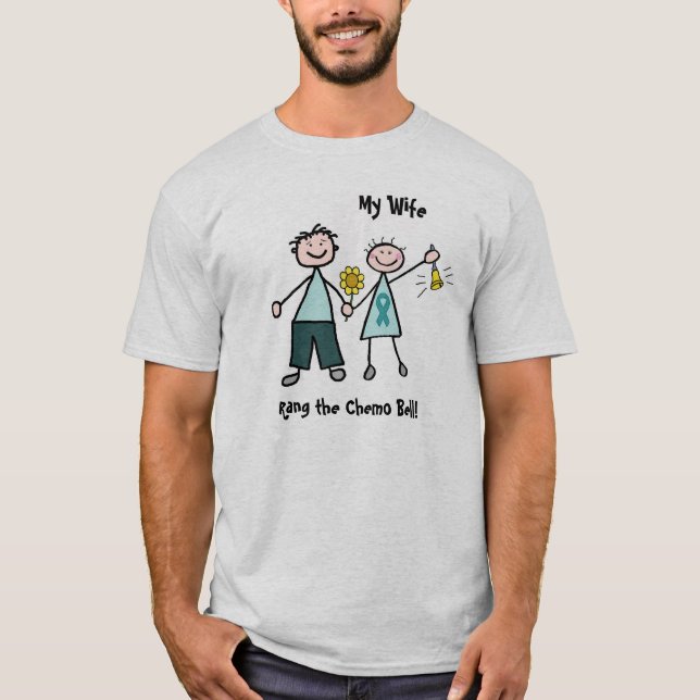 Camiseta Chemo Bell - cinta del trullo del cáncer ovárico (Anverso)