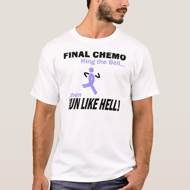 Camiseta Chemo final corre mucho - cinta de la lavanda (Anverso)
