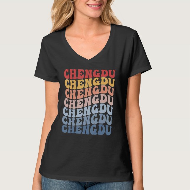 Camiseta Chengdu City Groovy Retro (Anverso)