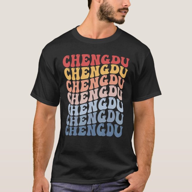 Camiseta Chengdu City Groovy Retro (Anverso)