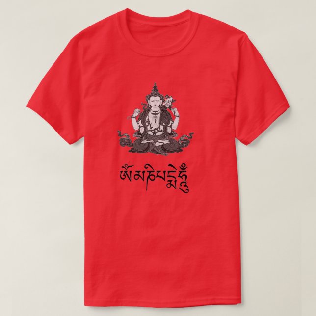 Camiseta Chenrezig y Mantra Om Mani Padme Hung 1 (Diseño del anverso)