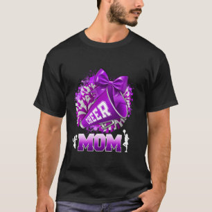 Camiseta Cheque Mom Purple Pom Pom Megaphone Coquette Bow F