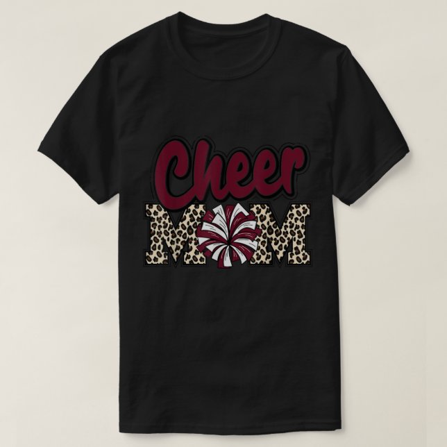 Camiseta Chequear las letras de leopardo de mamá animando a (Diseño del anverso)