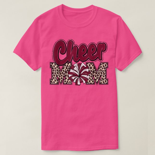 Camiseta Chequear las letras de leopardo de mamá animando a (Diseño del anverso)