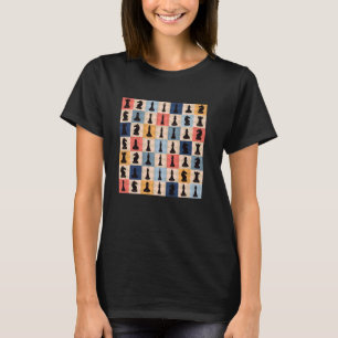 Camiseta Cheques retro vintage tablero de ajedrez piezas Ch