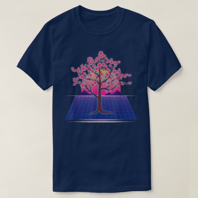 Camiseta Cher de vaporwave de flor de árbol sakura japonés  (Diseño del anverso)