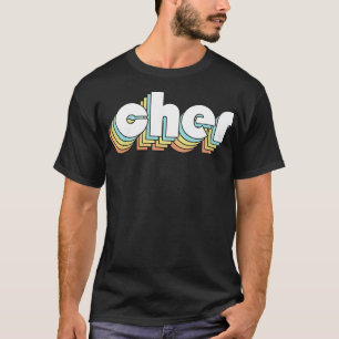 Camiseta Cher Retro Estilo de Tipografía Arcoiris Faded