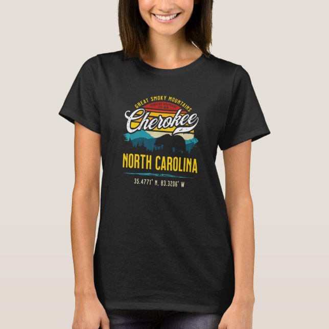 Camiseta Cherokee North Carolina Retro Gran Montaña Humeant (Anverso)