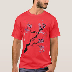 Camiseta Cherre japonés de madera rosada sakura vintage