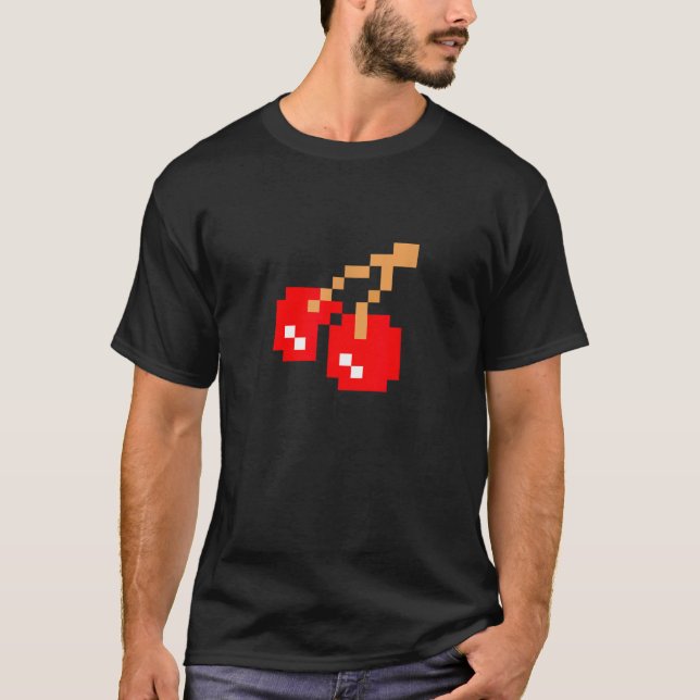 Camiseta Cherries Cherry Pixel 8 bit Arcade Game Matching C (Anverso)