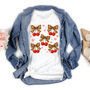 Camiseta Cherries Leopardo Cheetah Bow Coquette Estética