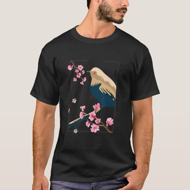 Camiseta Cherry Blossom Bird Vintage Japanese Block Streett (Anverso)