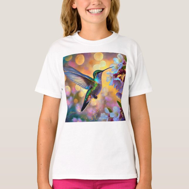 Camiseta Cherry Blossom Fantasy Hummingbird (Anverso)