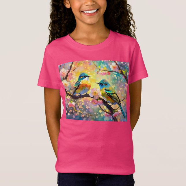 Camiseta Cherry Blossom Fantasy Sunrise Songbirds (Anverso)