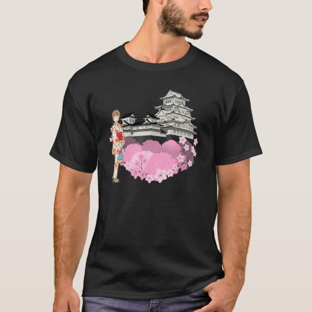 Camiseta Cherry Blossom Flowers and Japanese Girl Japanese  (Anverso)