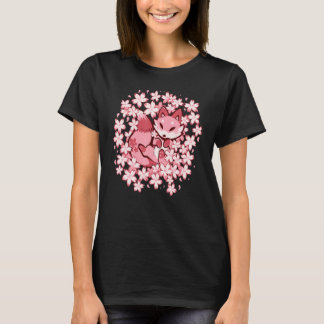 Camiseta Cherry Blossom Fox Cute Pink Fox