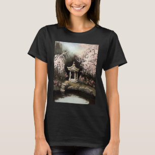 Camiseta Cherry Blossom Garden Shrine Pond estilo francés P