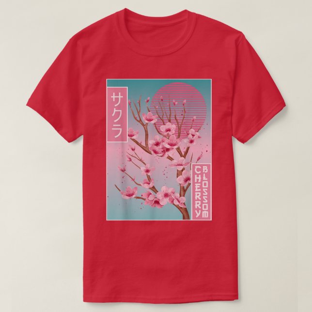 Camiseta Cherry Blossom Japanese Sakura Vaporwave Aesthetic (Diseño del anverso)