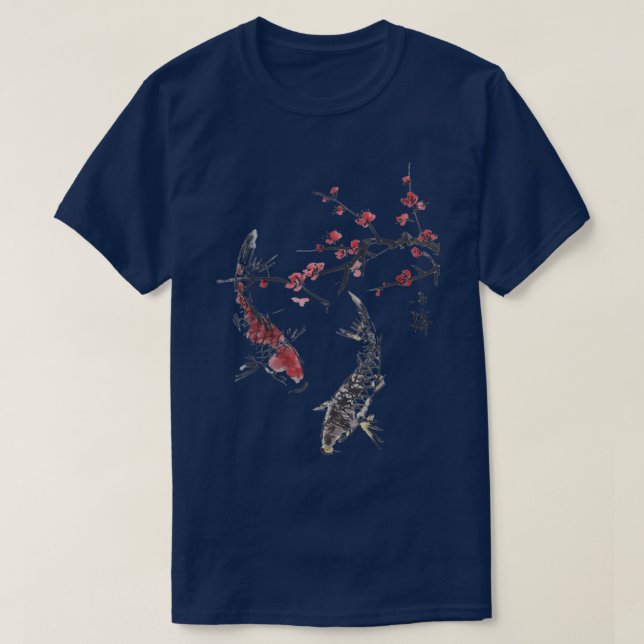 Camiseta Cherry Blossom Koi Carp Fish Japanese Sakura Graph (Diseño del anverso)
