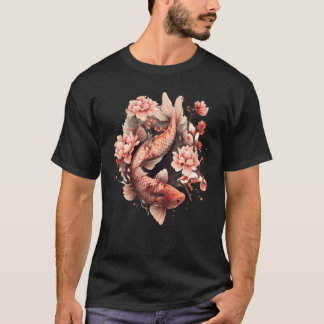 Camiseta Cherry Blossom Koi Carp Fish Japanese Sakura Graph