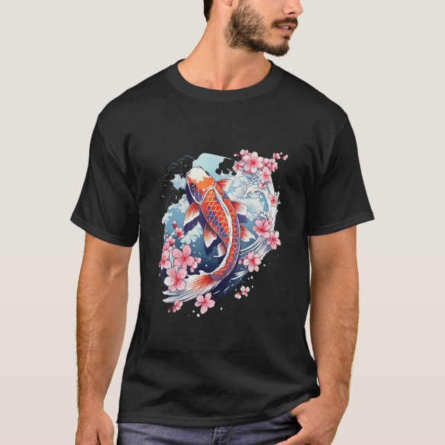 Camiseta Cherry Blossom Koi Carp Fish Japanese Sakura Graph (Anverso)