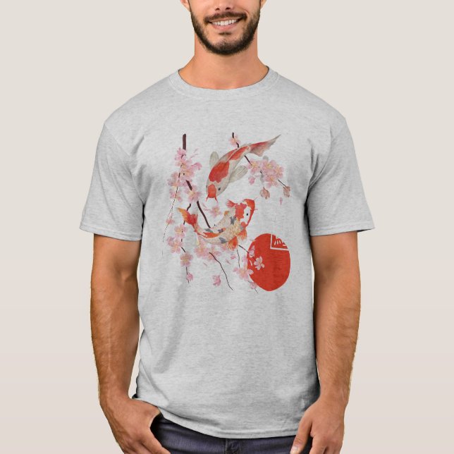 Camiseta Cherry Blossom Koi Carp Fish Japanese Sakura Graph (Anverso)