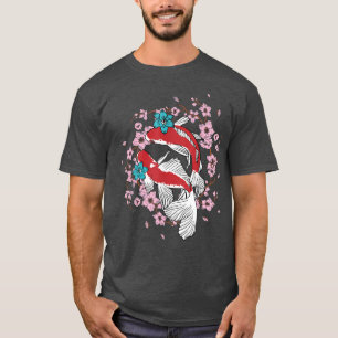 Camiseta Cherry Blossom Koi Pescado Sakura Tree Pareja Fish